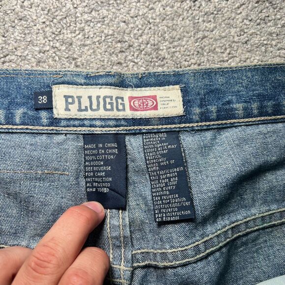 Plugg Carpenter Shorts Mens 38 Blue Denim Jeans Pockets Casual - Picture 3 of 6